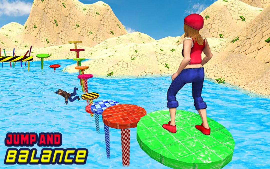 물 공원 게임 : 묘기 사람 달리기 게임 스크린 샷