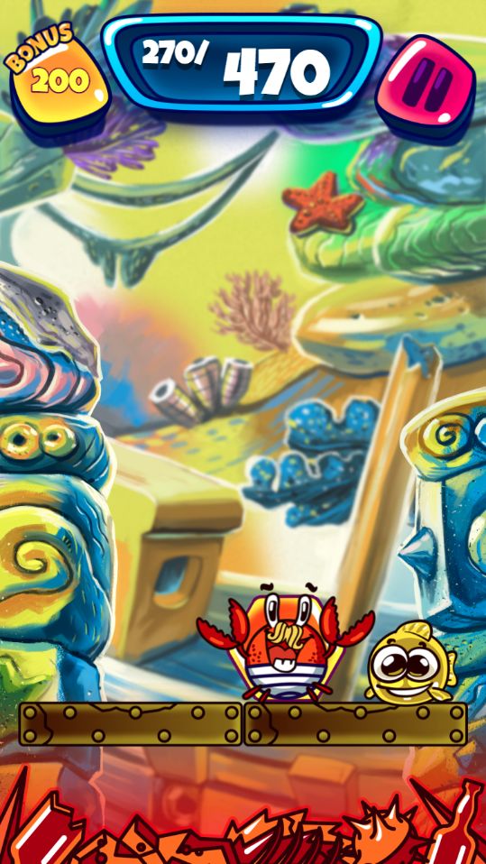 Screenshot of Crab and Fish: six corners in the hero's block