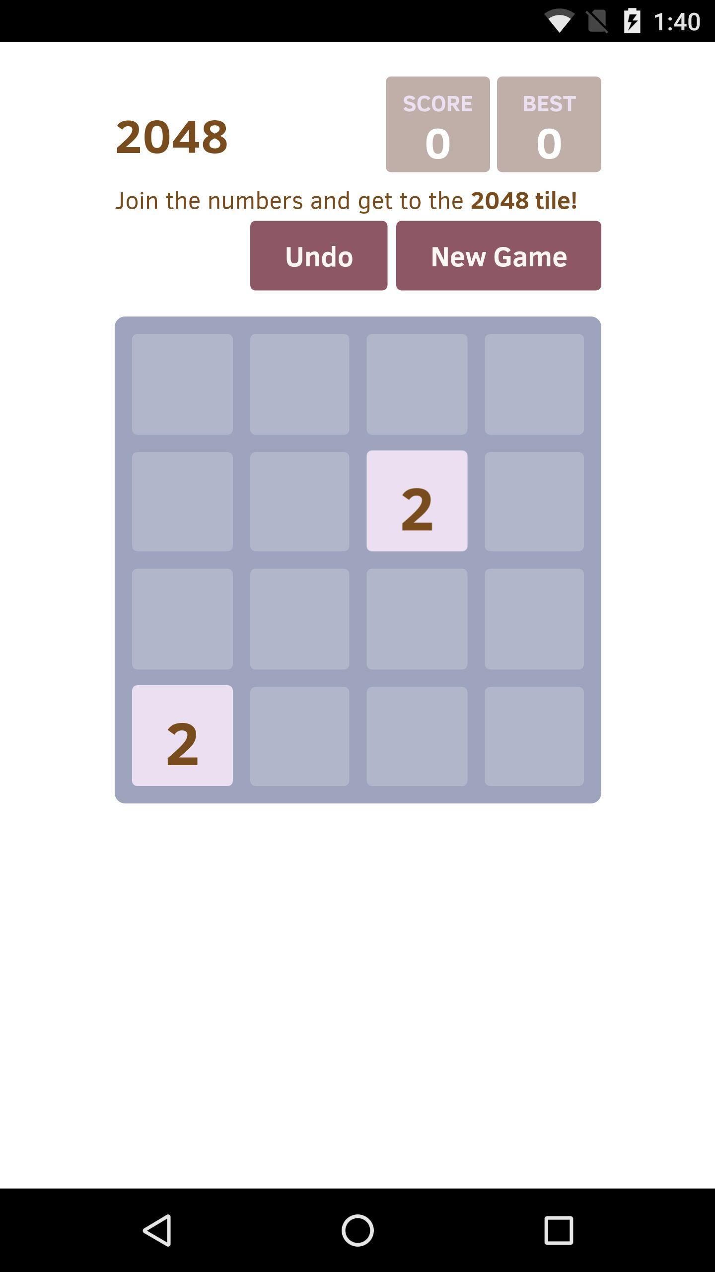 Classic 2048 puzzle game Game Screenshot