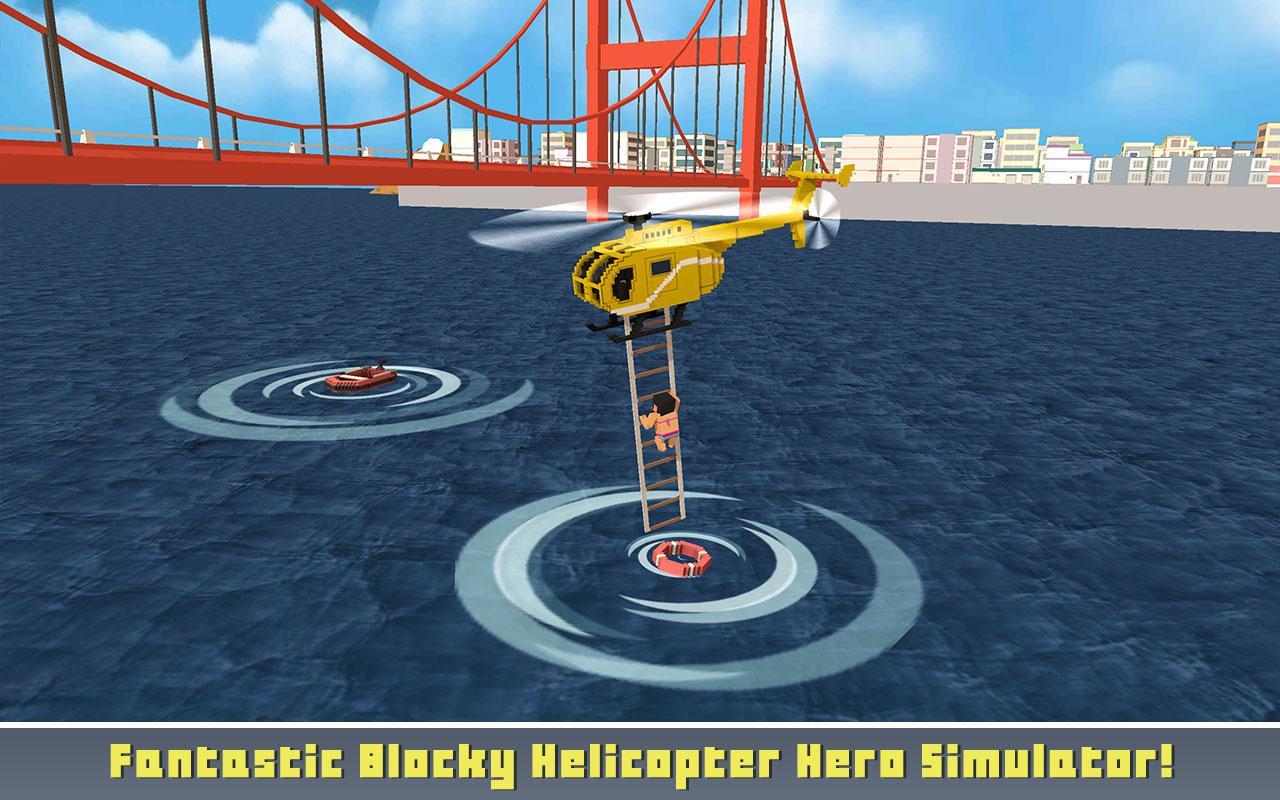 Blocky Helicopter City Heroes ภาพหน้าจอเกม
