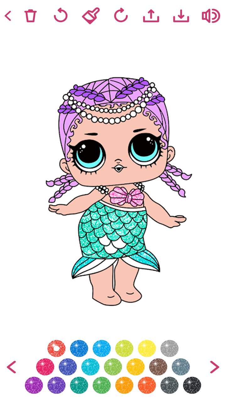Cute Dolls Gliter Coloring Pages Game Screenshot