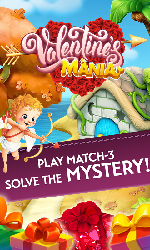 Captura de Tela do Jogo Valentine Mania - Match 3 Puzzle
