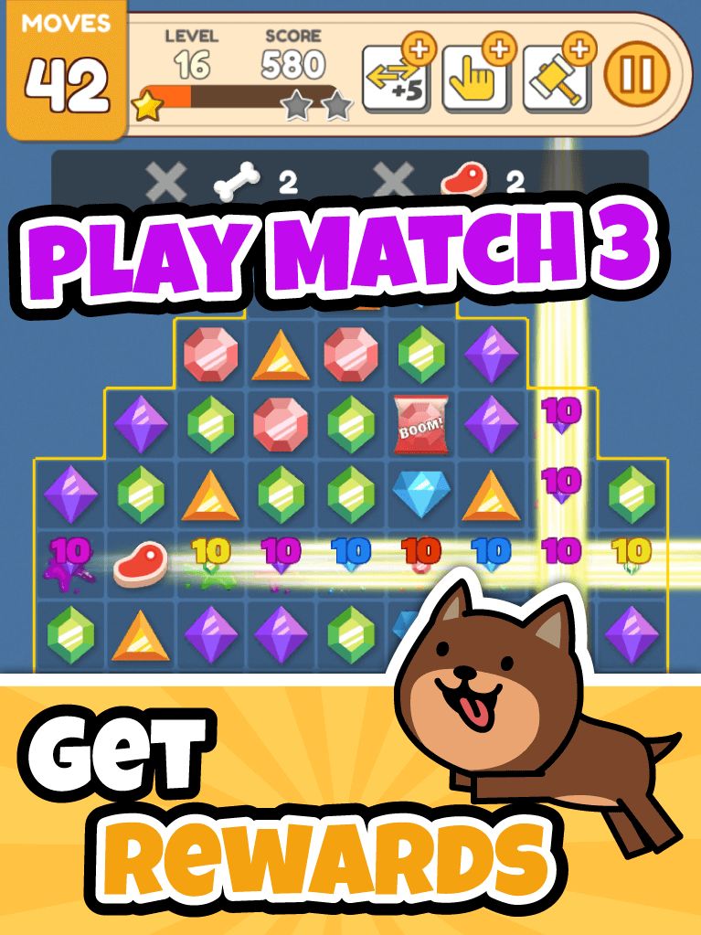 Screenshot of Dog Game: Offline Cute Match 3