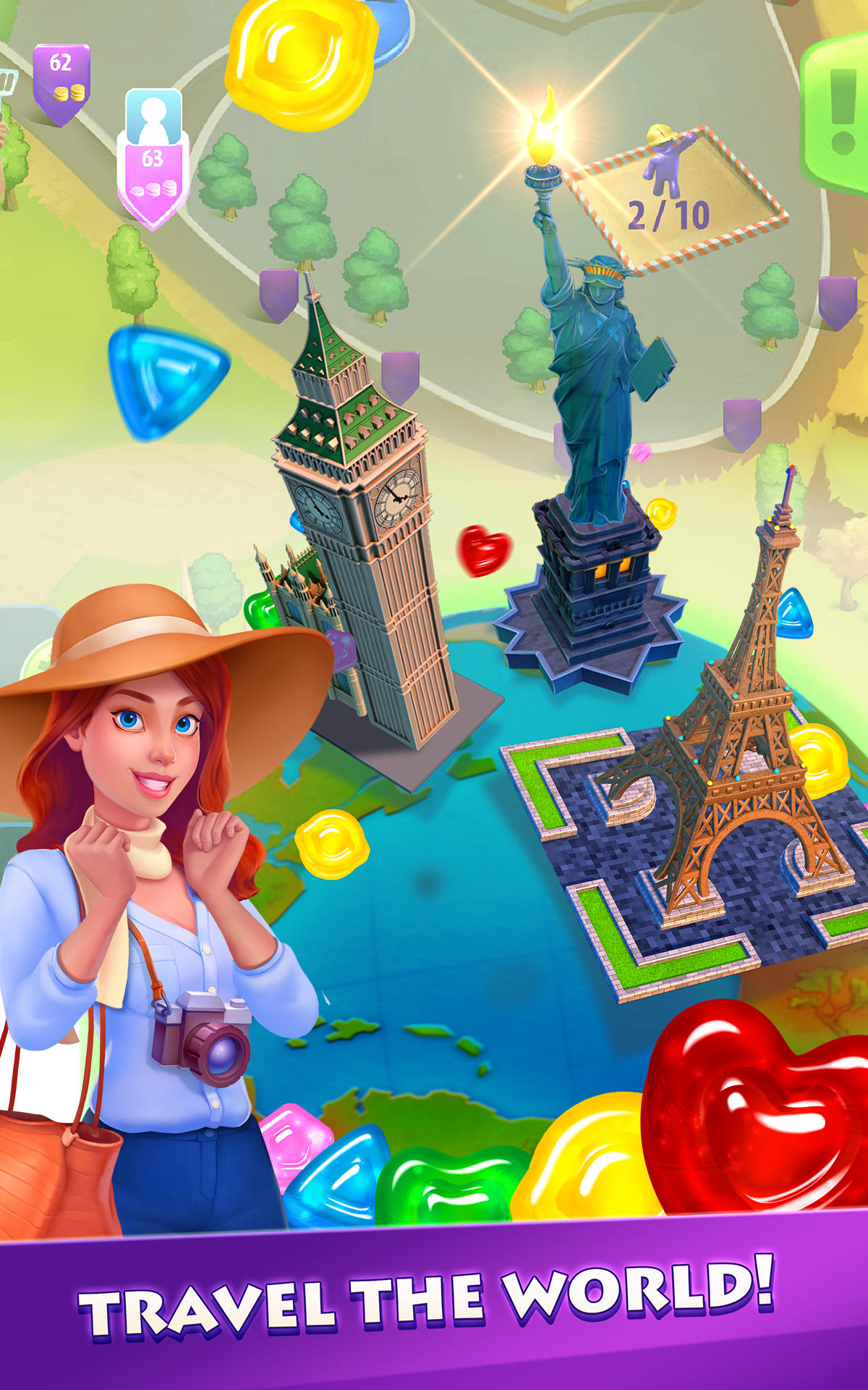 Gummy Drop! Match 3 & Travel Game Screenshot