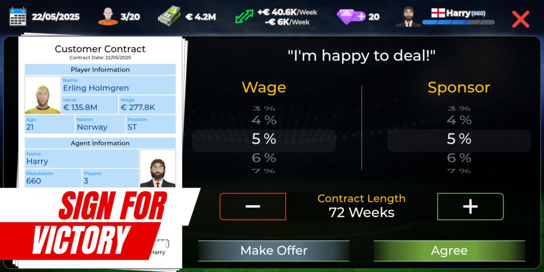 Screenshot of Pro Soccer Agent 2024