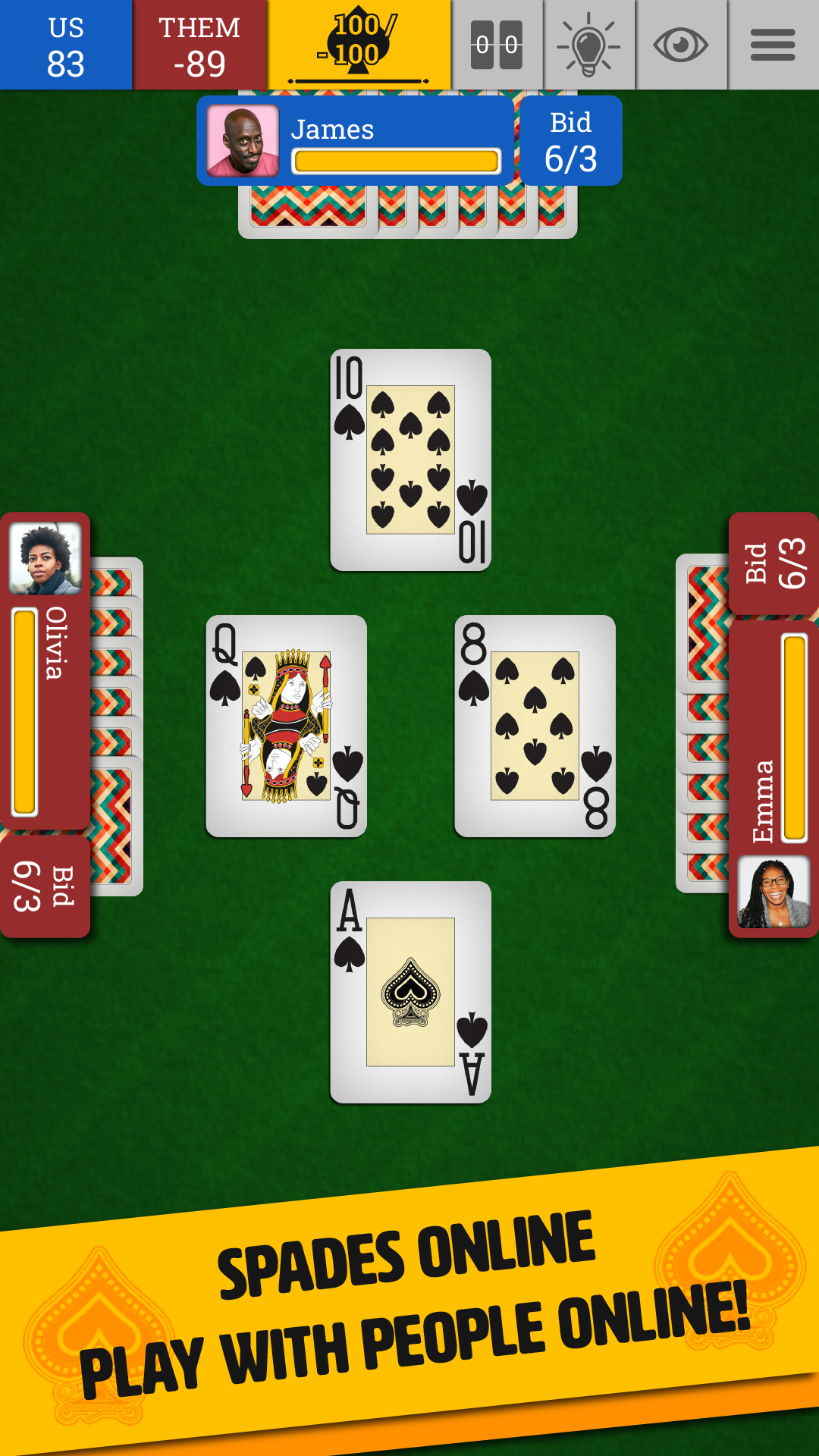Screenshot 1 of Spades Jogo de Cartas Clássico 4.0.6