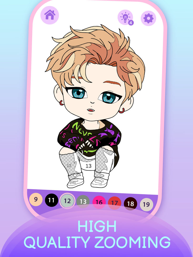 KPOP Chibi Coloring by Number ภาพหน้าจอเกม