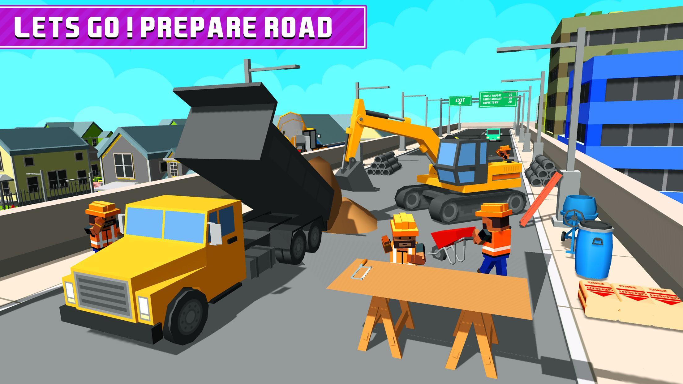 Blocky Highway Road Building Game Screenshot