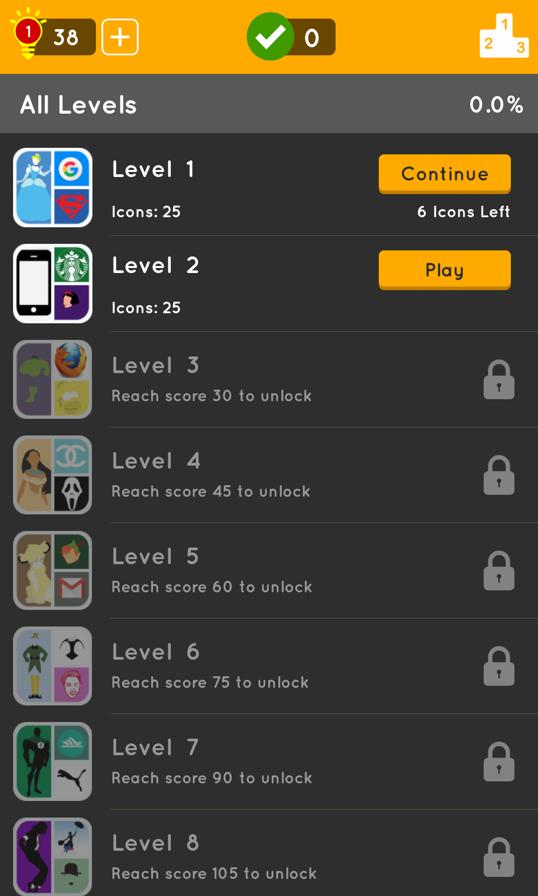 Guess the Icon: Multiple Icons 게임 스크린샷