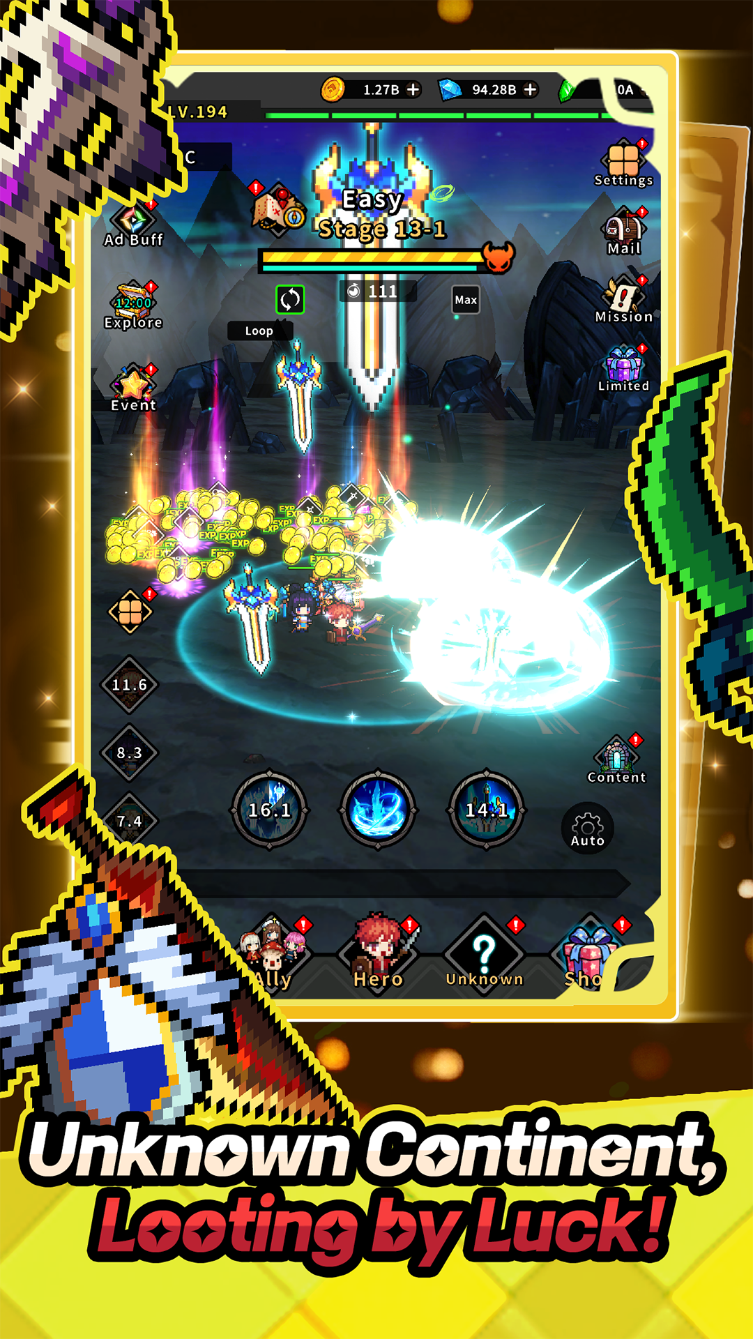Captura de Tela do Jogo Hidden Heroes: Fortune Dungeon