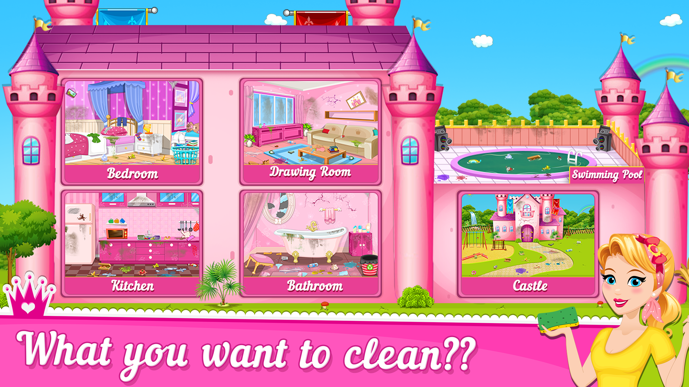 Princess Castle Cleaning - Princess Story 게임 스크린샷