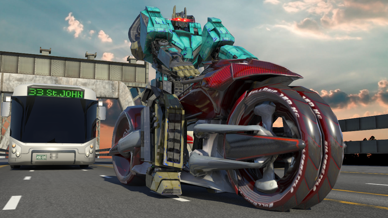 Futuristic Robot Tron Rider Game Screenshot