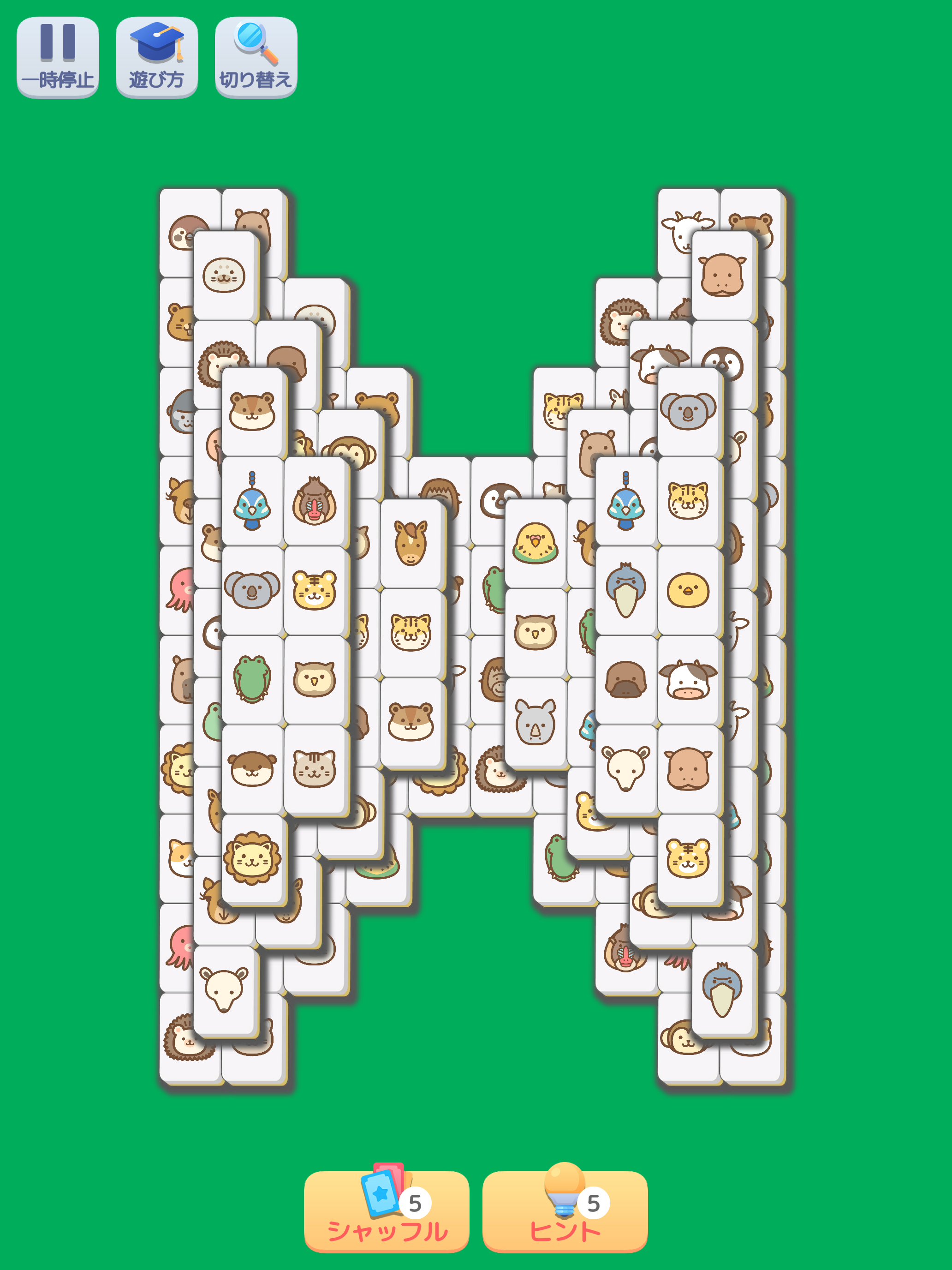 どうぶつ麻雀ソリティア: 記憶力,脳トレ Game Screenshot