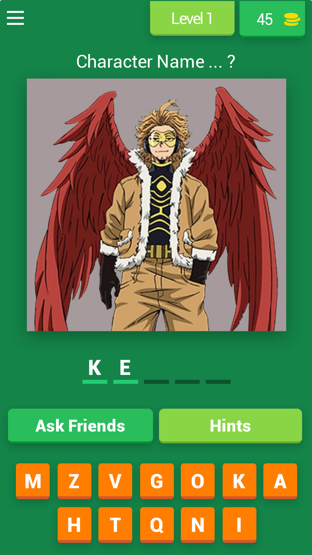 My Hero Academia Quiz Game Screenshot