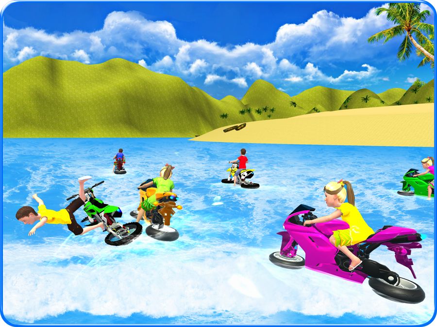 Kids Water Surfing Bike Racing ภาพหน้าจอเกม