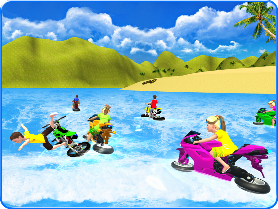 Captura de Tela do Jogo Kids Water Surfing Bike Racing