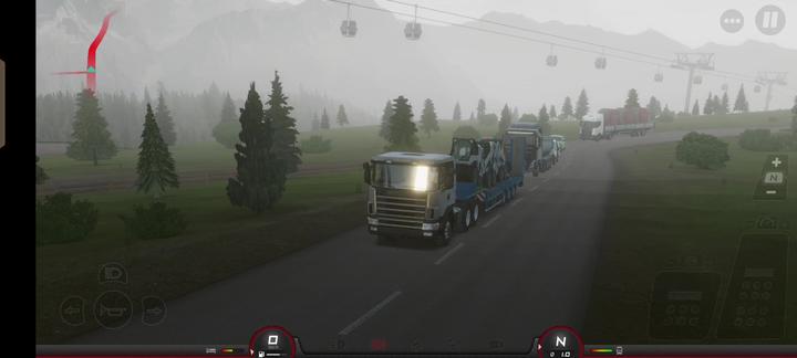 Driving with a semi-heavy trailer in beautiful route