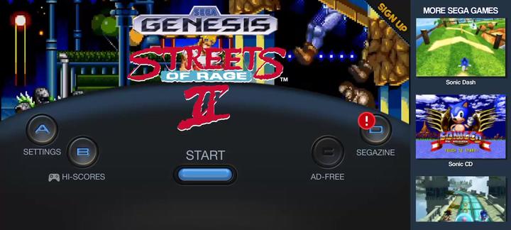 STREETS OF RAGE 2 - CONTROLLER SETTINGS